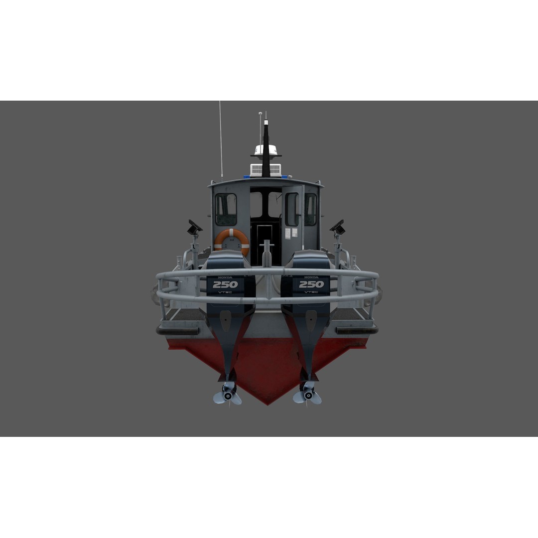 U.S. Navy Police Boat 3D Model – Low Poly Game Asset, FBX, OBJ - View 17