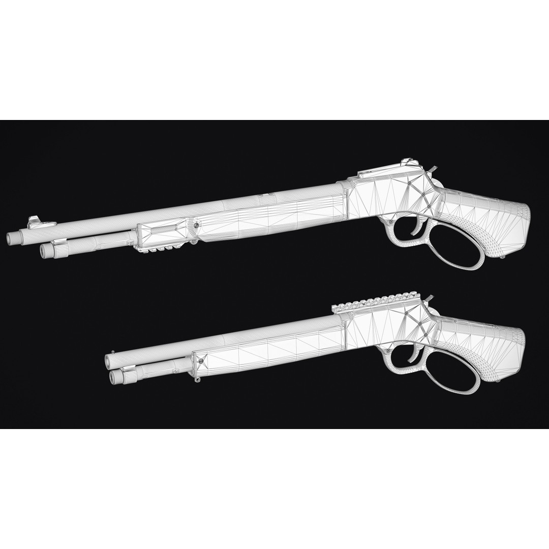 Lever Action Rifle 3D Model – Low Poly Game Asset, FBX & OBJ