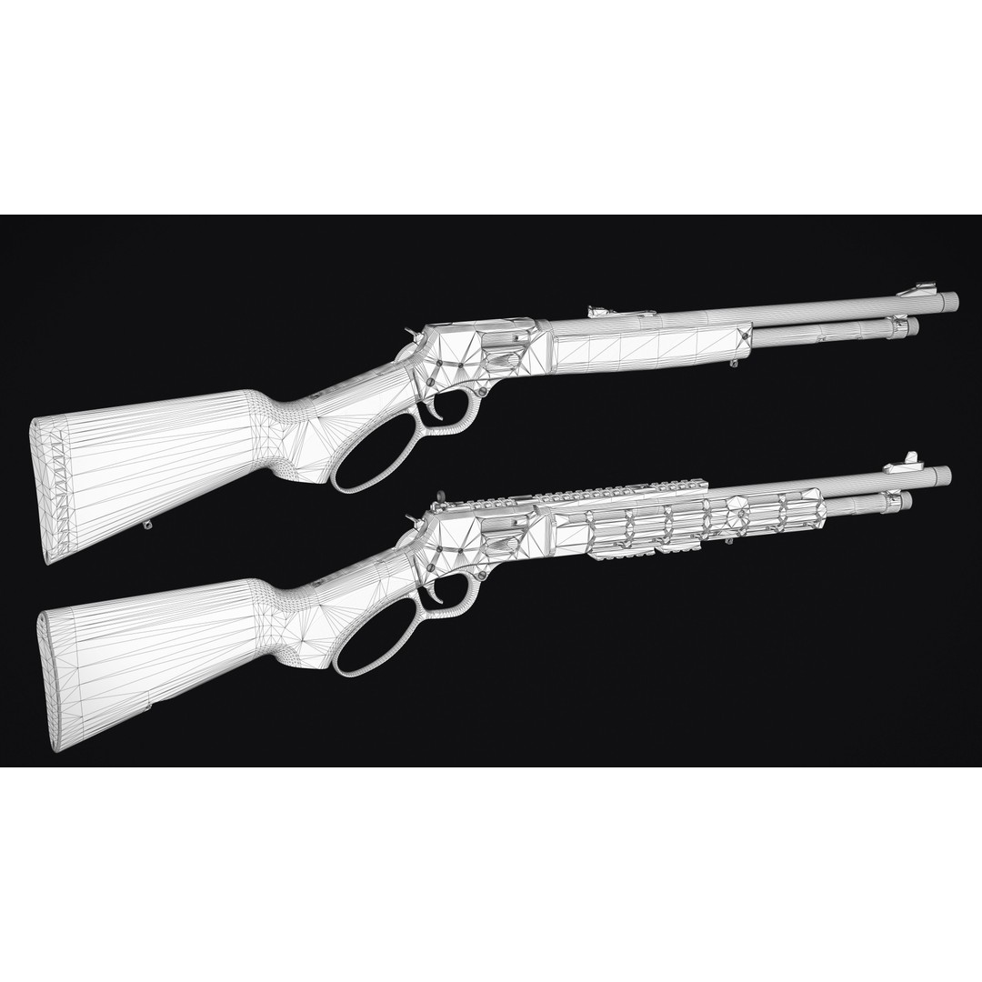 Lever Action Rifle 3D Model – Low Poly Game Asset, FBX & OBJ - View 10