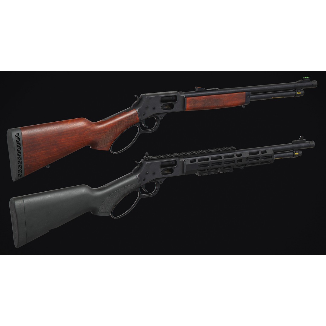 Lever Action Rifle 3D Model – Low Poly Game Asset, FBX & OBJ - View 3
