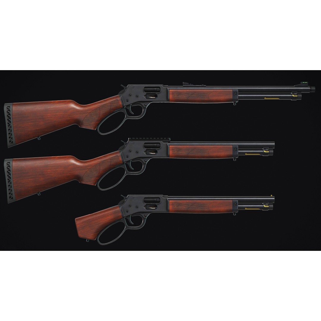 Lever Action Rifle 3D Model – Low Poly Game Asset, FBX & OBJ - View 5