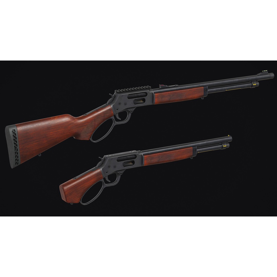 Lever Action Rifle 3D Model – Low Poly Game Asset, FBX & OBJ - View 6