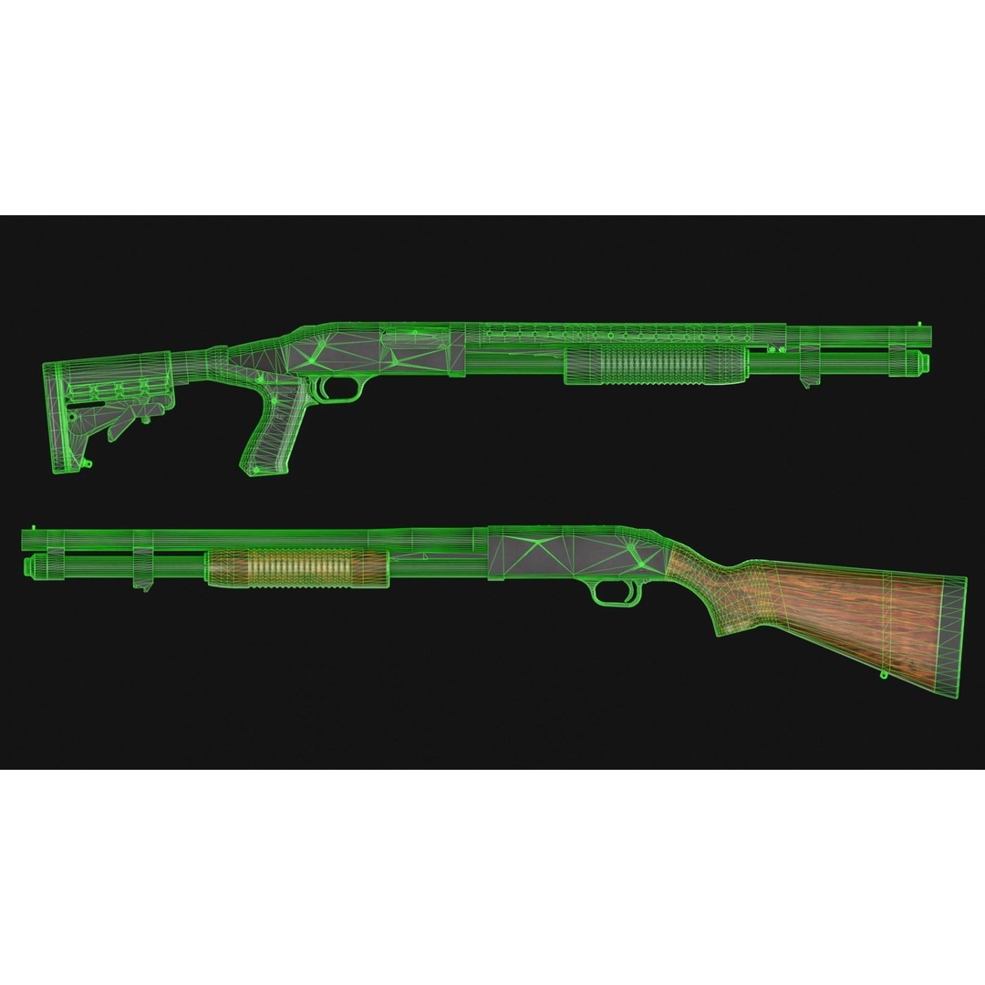 Mossberg 590 3D Model – Low Poly Game Asset, Rigged, PBR, FBX - View 11