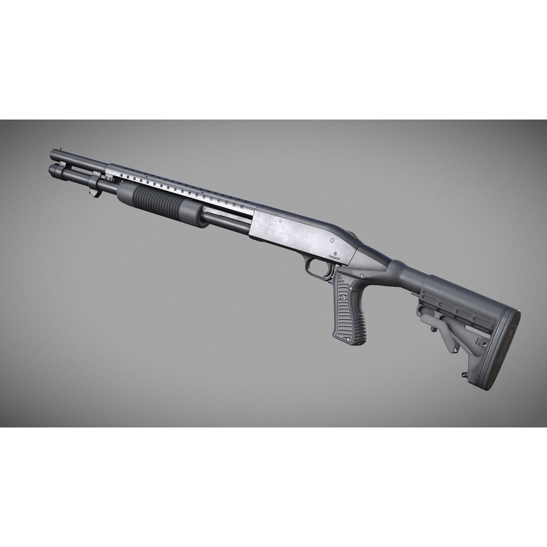 Mossberg 590 3D Model – Low Poly Game Asset, Rigged, PBR, FBX - View 12