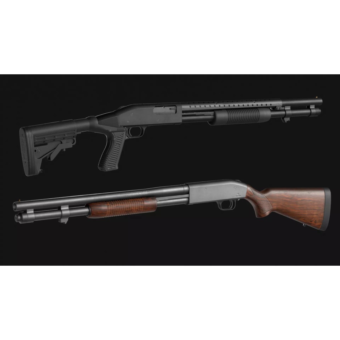 Mossberg 590 3D Model – Low Poly Game Asset, Rigged, PBR, FBX - View 2