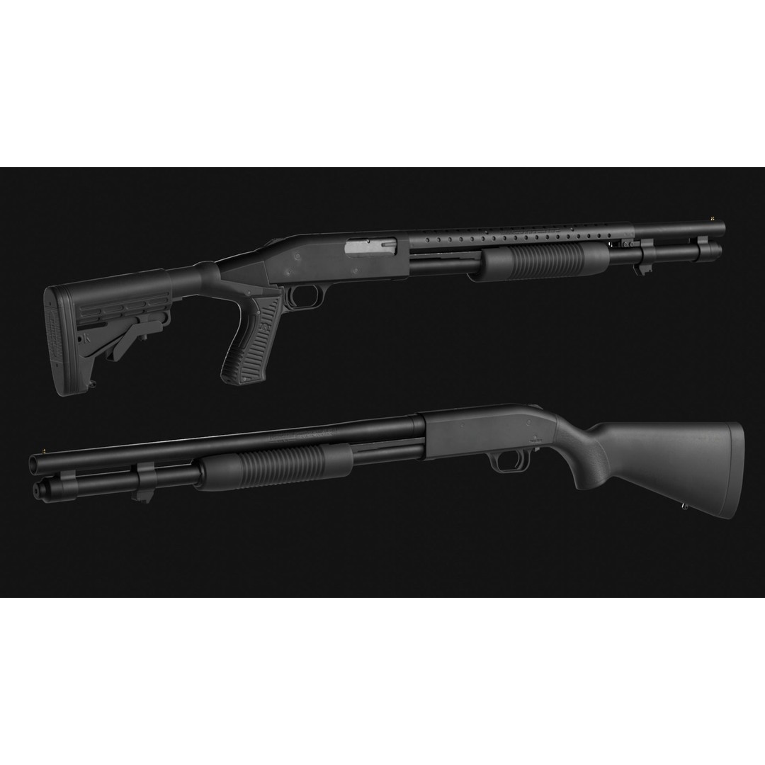Mossberg 590 3D Model – Low Poly Game Asset, Rigged, PBR, FBX - View 4