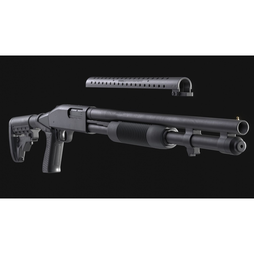 Mossberg 590 3D Model – Low Poly Game Asset, Rigged, PBR, FBX - View 7
