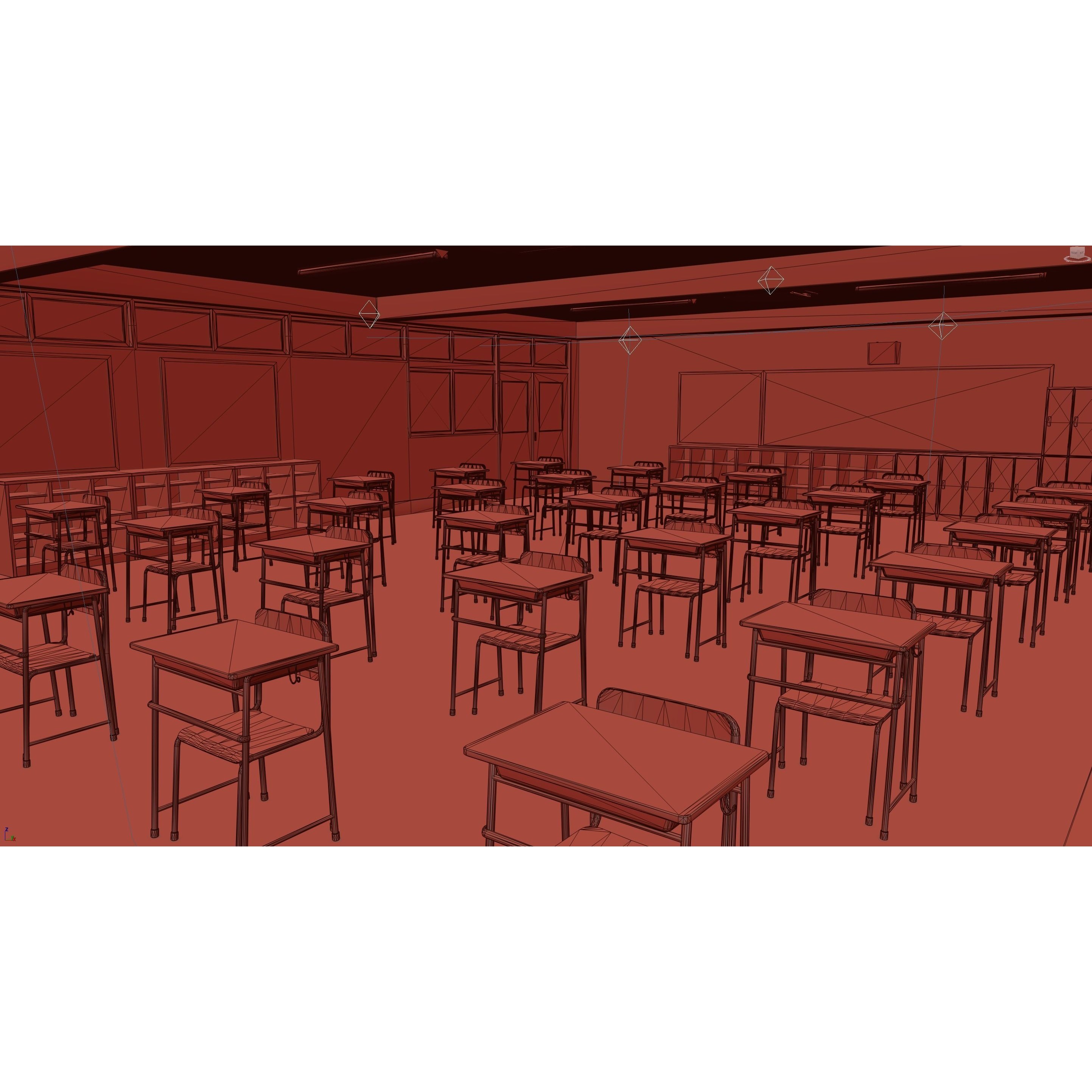 Japanese Classroom Pack - Low-Poly Game-Ready 3D Model