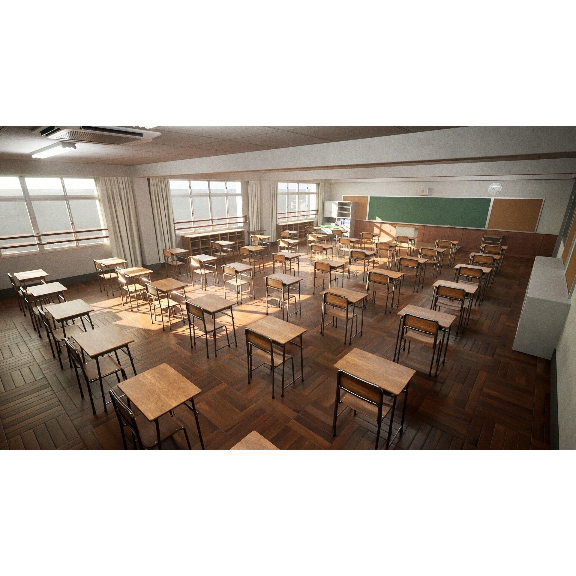 Japanese Classroom Pack - Low-Poly Game-Ready 3D Model - View 11