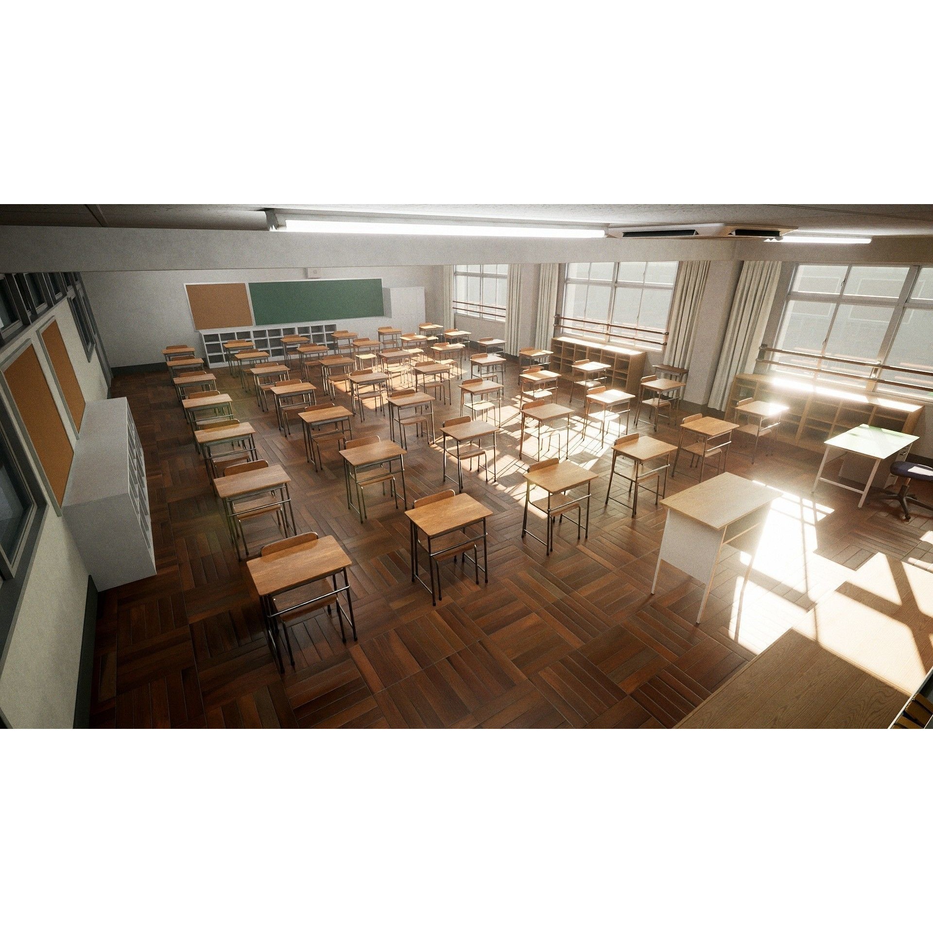 Japanese Classroom Pack - Low-Poly Game-Ready 3D Model - View 14