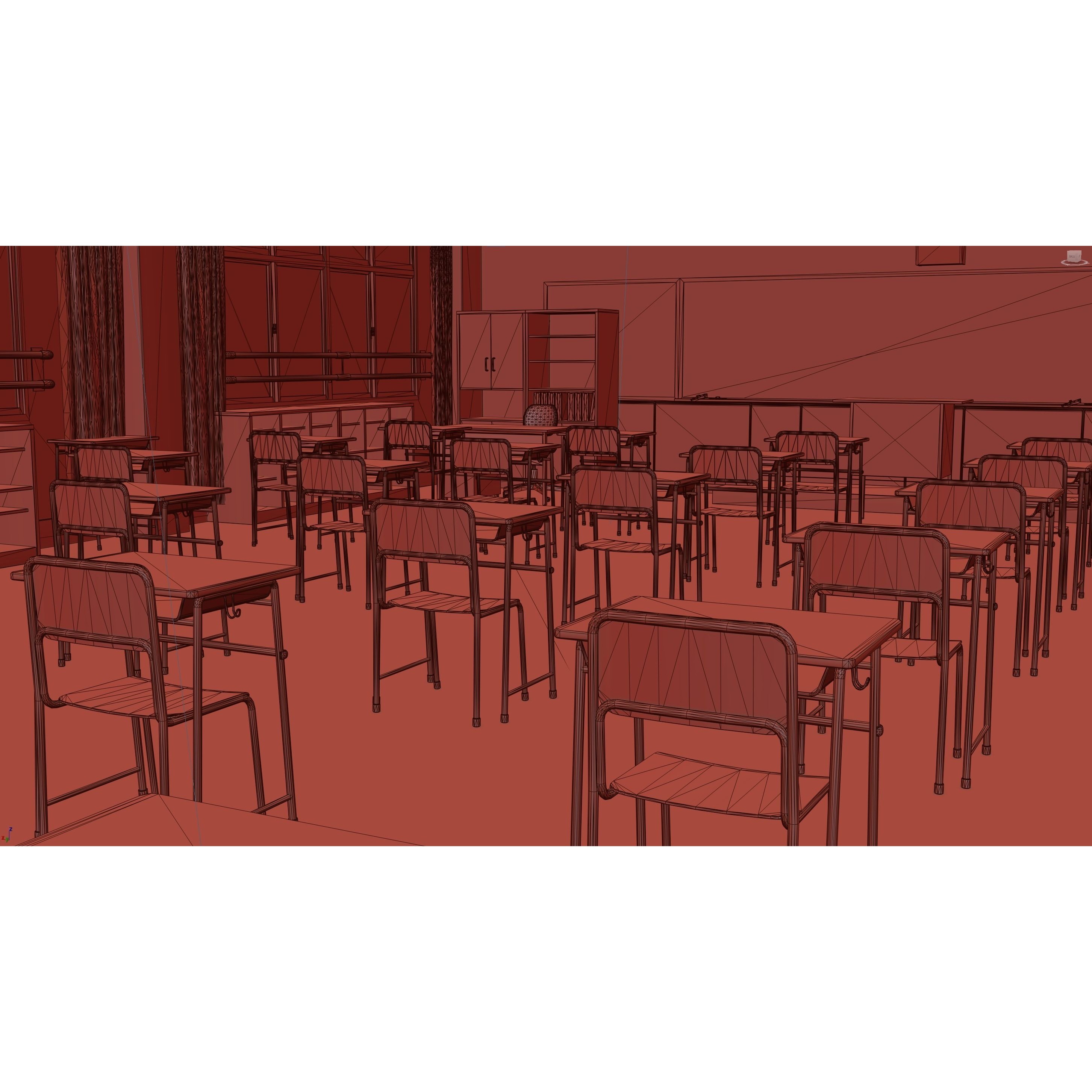 Japanese Classroom Pack - Low-Poly Game-Ready 3D Model - View 16