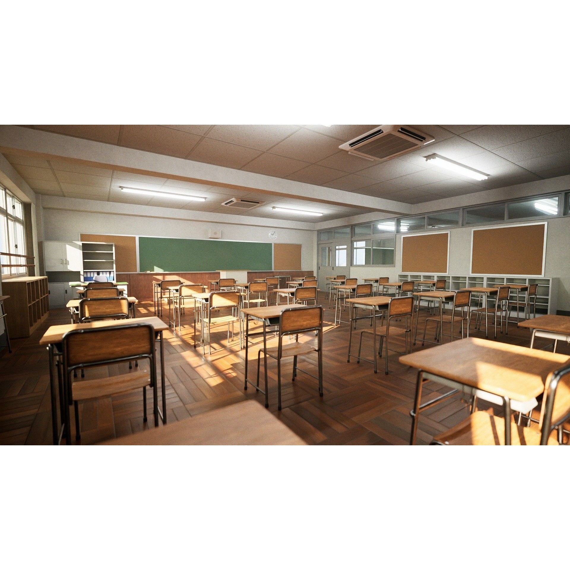 Japanese Classroom Pack - Low-Poly Game-Ready 3D Model - View 3