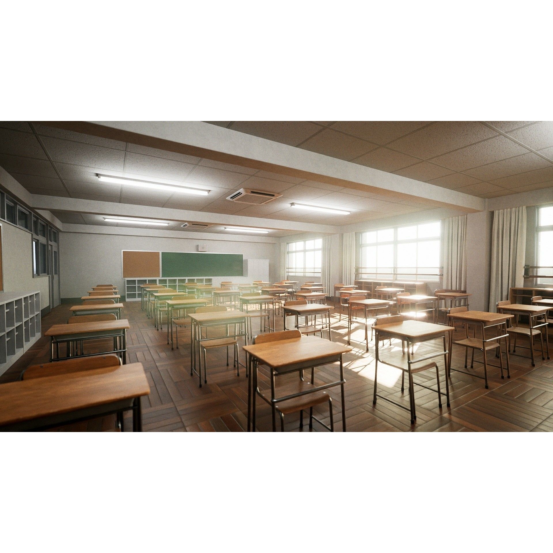 Japanese Classroom Pack - Low-Poly Game-Ready 3D Model - View 5