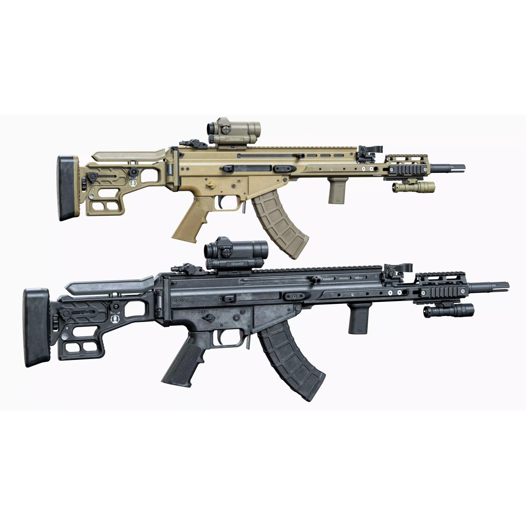 MK17 MOD0 FN SCAR-H 3D Model – Low Poly Game-Ready Rifle, FBX, PBR - View 4