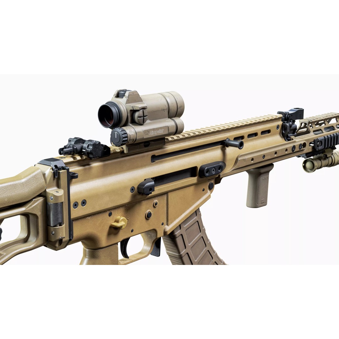 MK17 MOD0 FN SCAR-H 3D Model – Low Poly Game-Ready Rifle, FBX, PBR - View 8