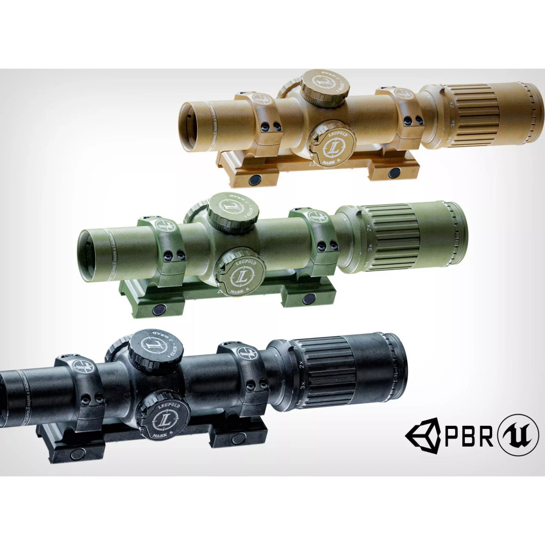 Leupold Mark 6 3D Model – Low Poly Sniper Scope, Rigged, PBR Textures - View 2