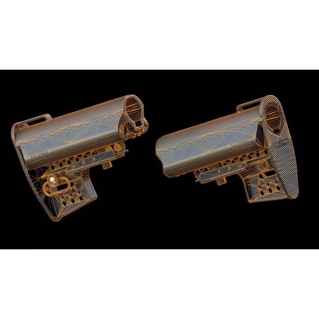 Vltor AR 15 Stock 3D Model – Low Poly Game-Ready Asset, FBX, OBJ