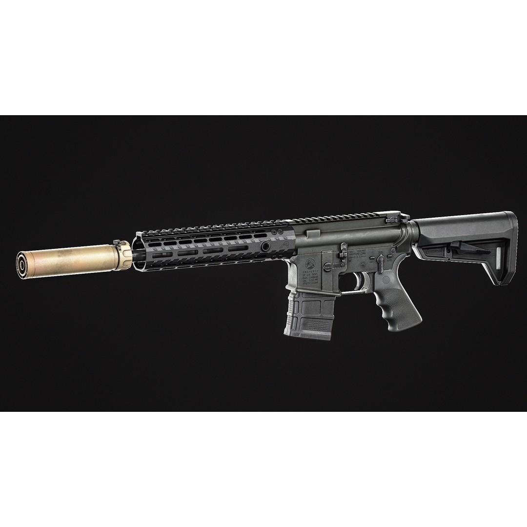 Surefire SOCOM556 RC3 Silencer 3D Model – Low Poly PBR Game Asset, FBX, OBJ - View 7