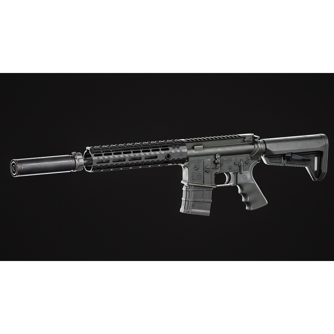 Surefire SOCOM556 RC3 Silencer 3D Model – Low Poly PBR Game Asset, FBX, OBJ - View 8