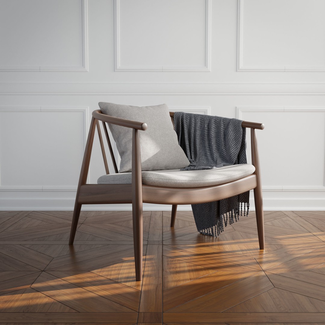Reprise Chair 3D Model – Elegant Armchair with PBR Textures, FBX & OBJ - View 3