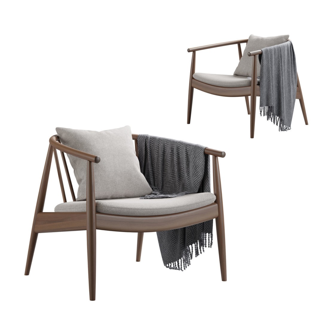 Reprise Chair 3D Model – Elegant Armchair with PBR Textures, FBX & OBJ - View 4