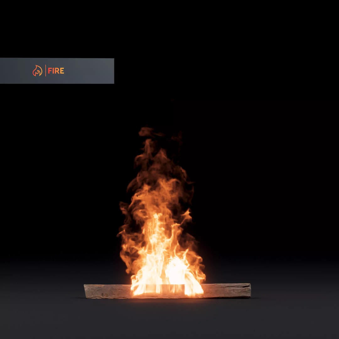 3D Fire Animation Model – Realistic VDB Fireplace Simulation - View 2