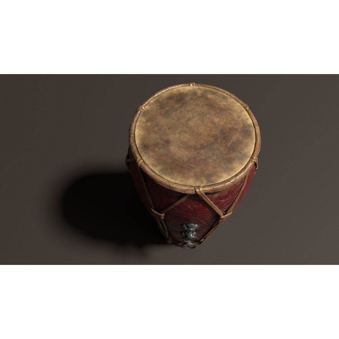 Antique Chinese Gamelan Drum 3D Model – Low Poly PBR Game Asset, FBX, OBJ - View 4