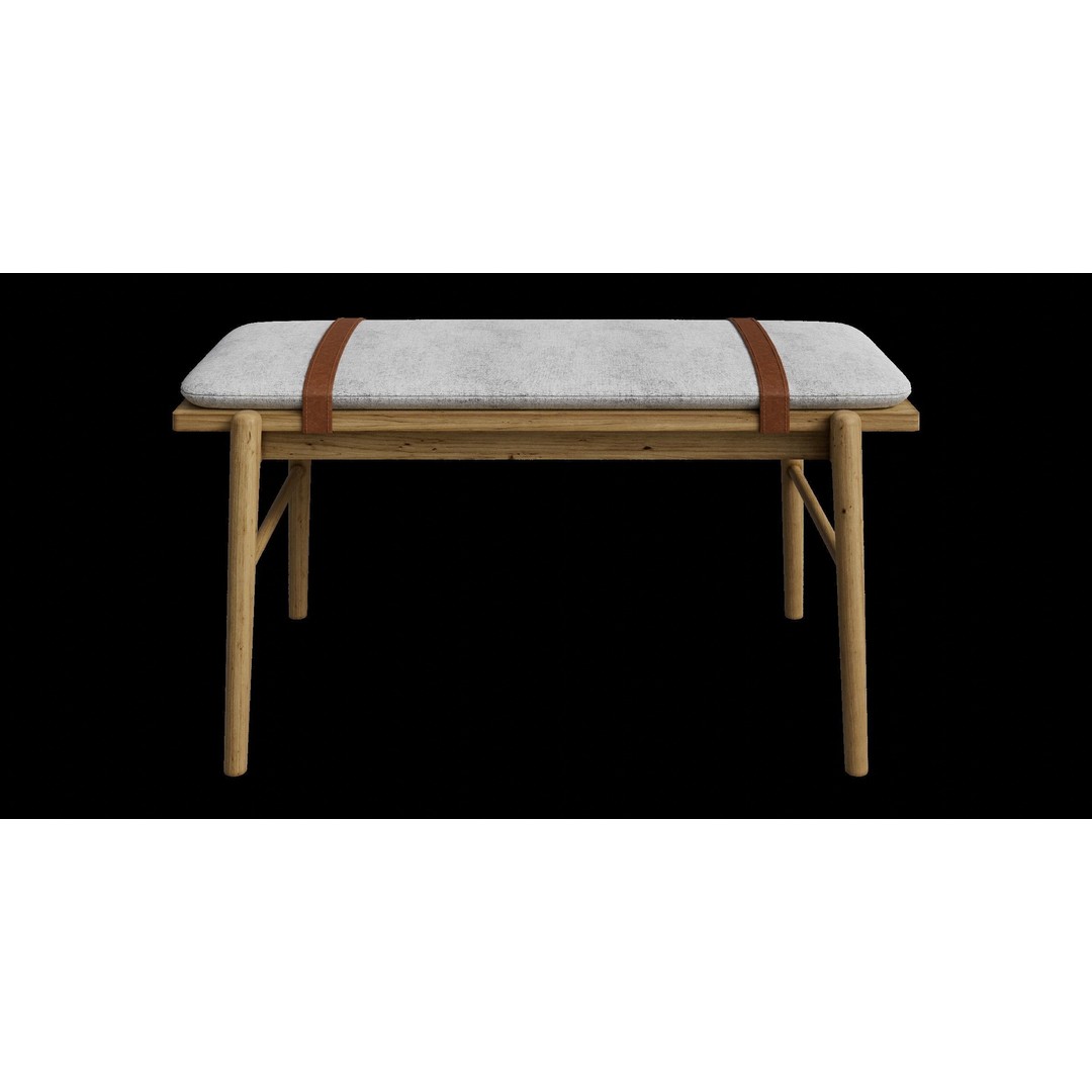 Faux Leather Solid Wood Bench 3D Model – Low Poly PBR Asset, Blender - View 11