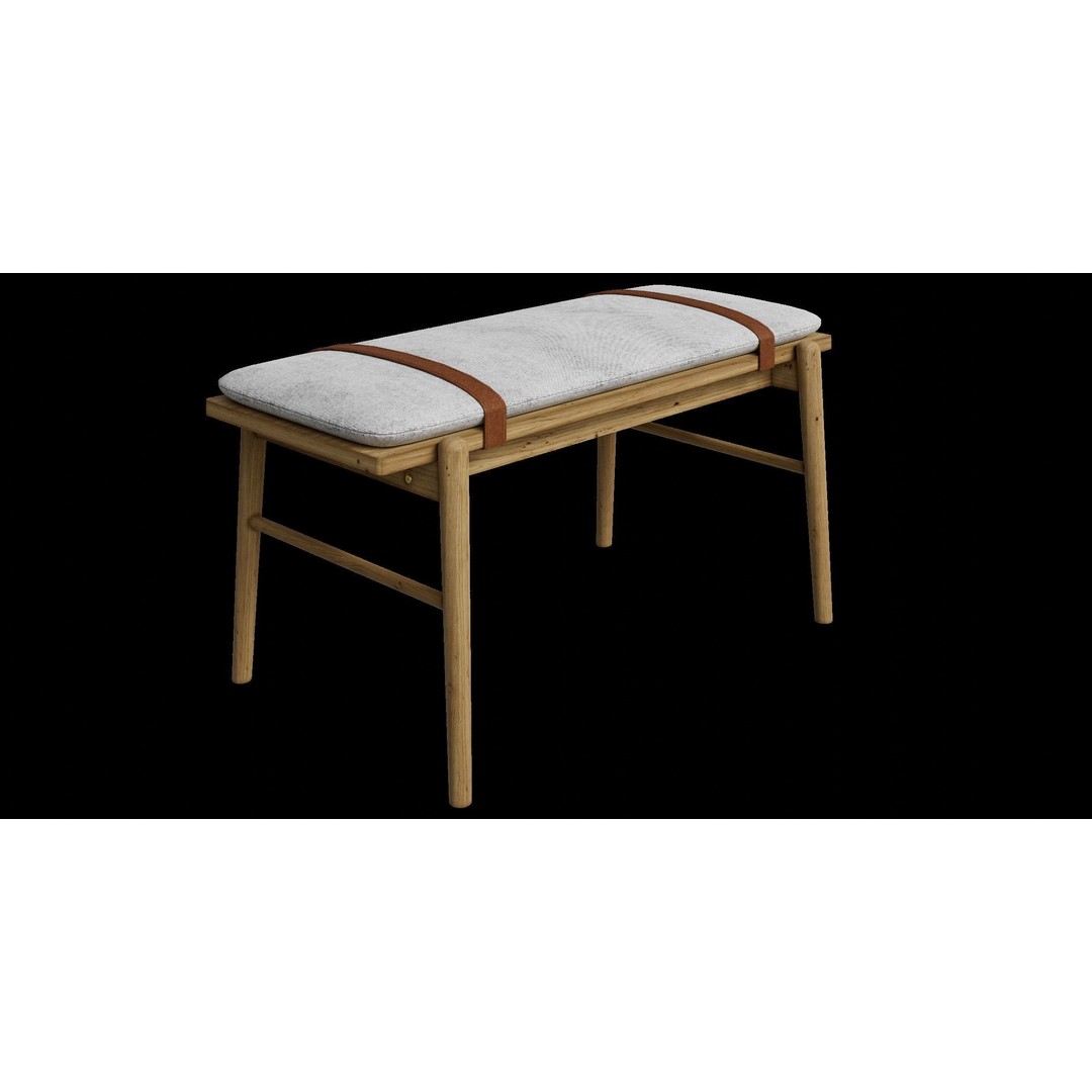 Faux Leather Solid Wood Bench 3D Model – Low Poly PBR Asset, Blender - View 12