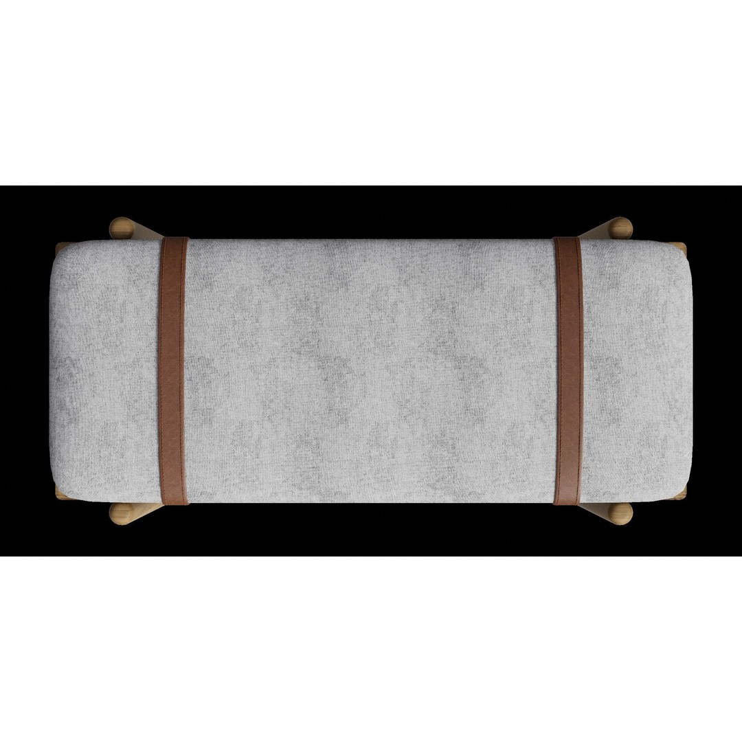 Faux Leather Solid Wood Bench 3D Model – Low Poly PBR Asset, Blender - View 3