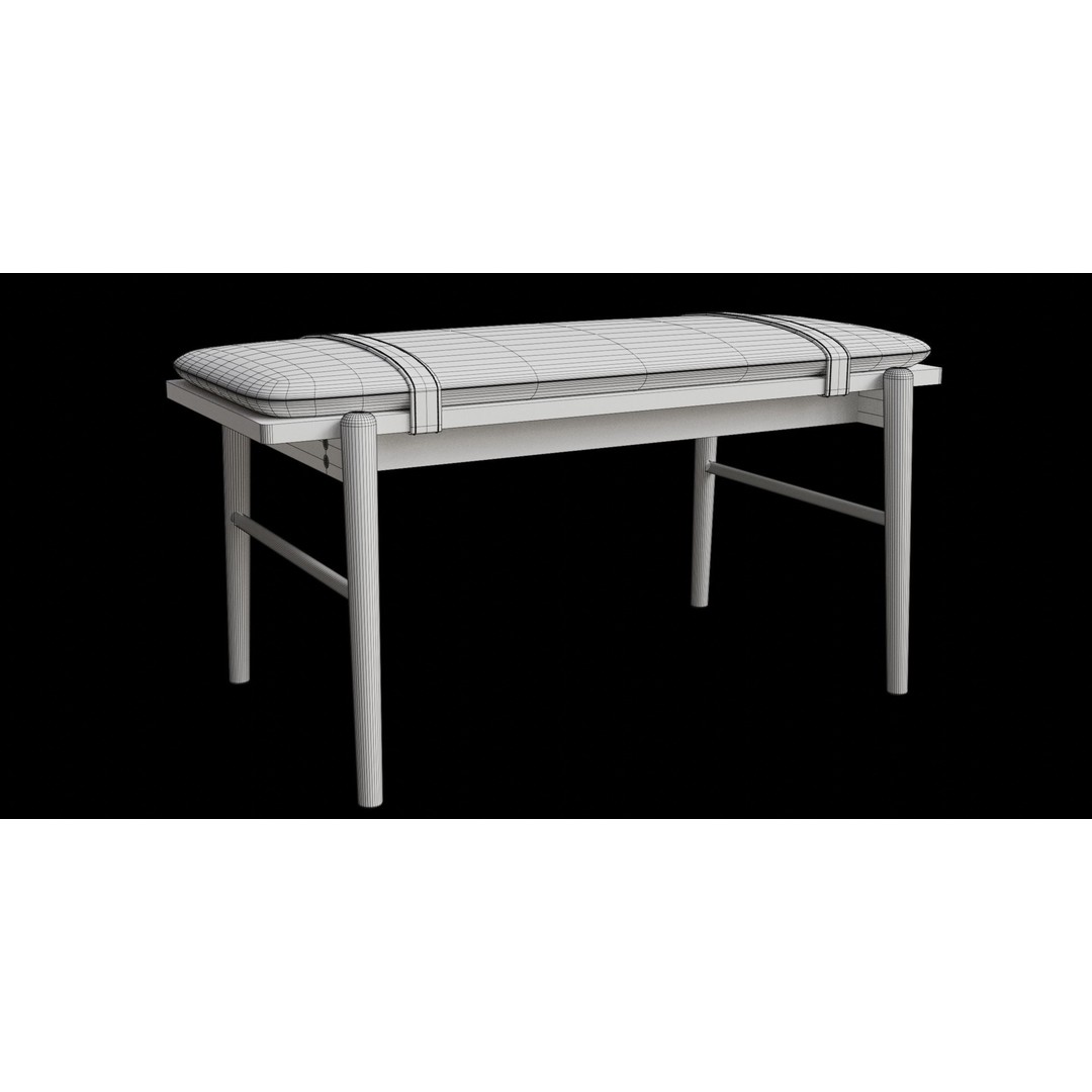 Faux Leather Solid Wood Bench 3D Model – Low Poly PBR Asset, Blender - View 4