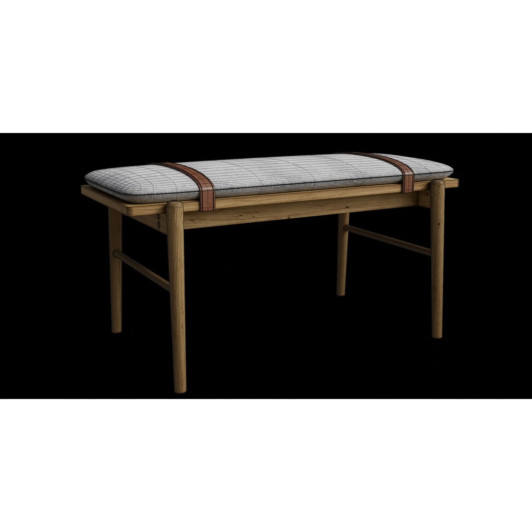 Faux Leather Solid Wood Bench 3D Model – Low Poly PBR Asset, Blender - View 5