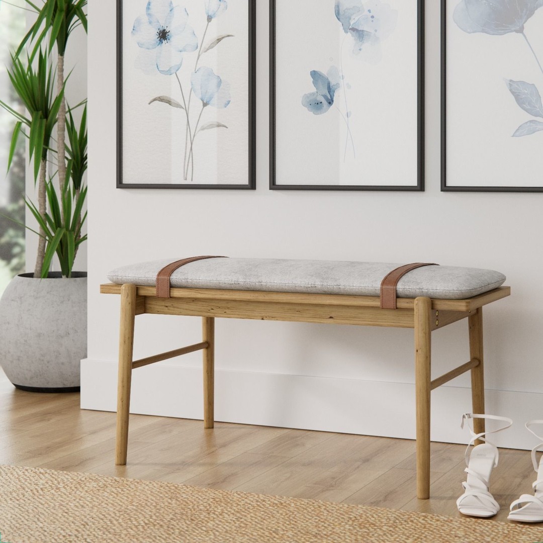 Faux Leather Solid Wood Bench 3D Model – Low Poly PBR Asset, Blender - View 6