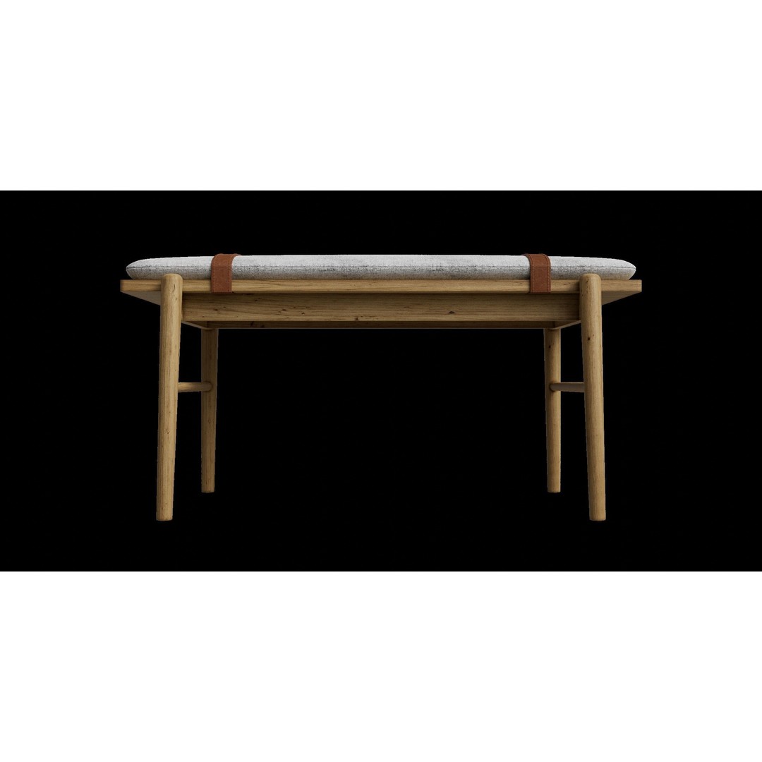 Faux Leather Solid Wood Bench 3D Model – Low Poly PBR Asset, Blender - View 7