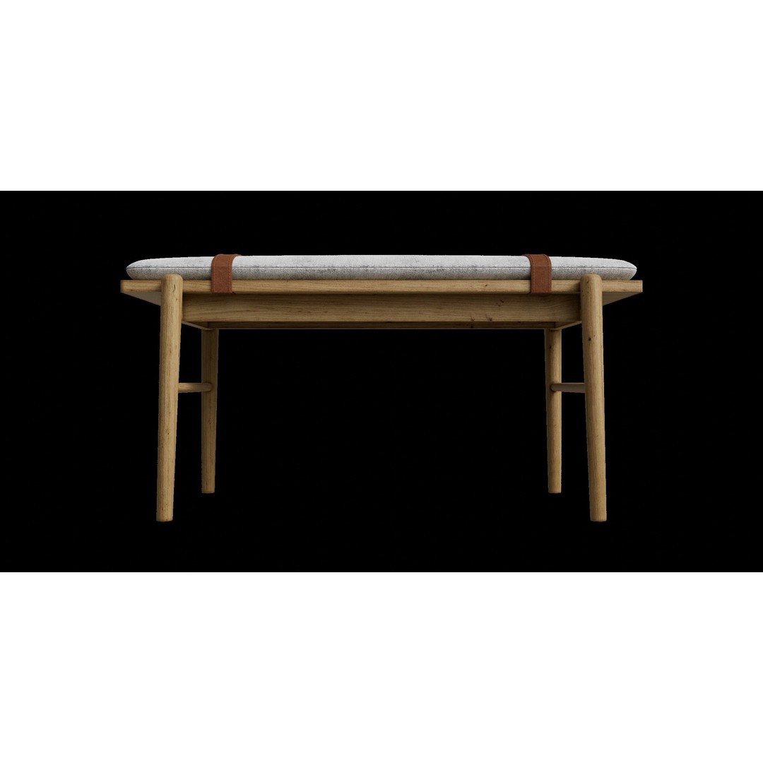 Faux Leather Solid Wood Bench 3D Model – Low Poly PBR Asset, Blender - View 9