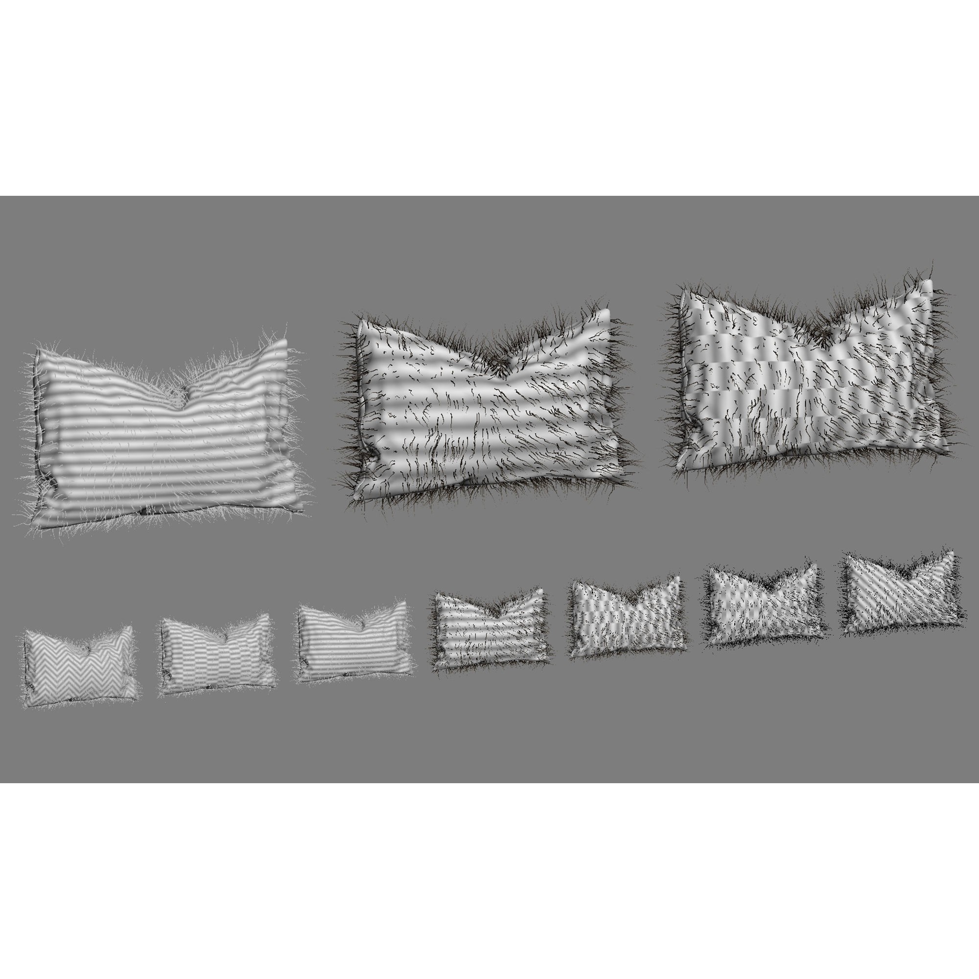 Collection of 38 Fur Pillows - High-Quality 3D Model - View 111