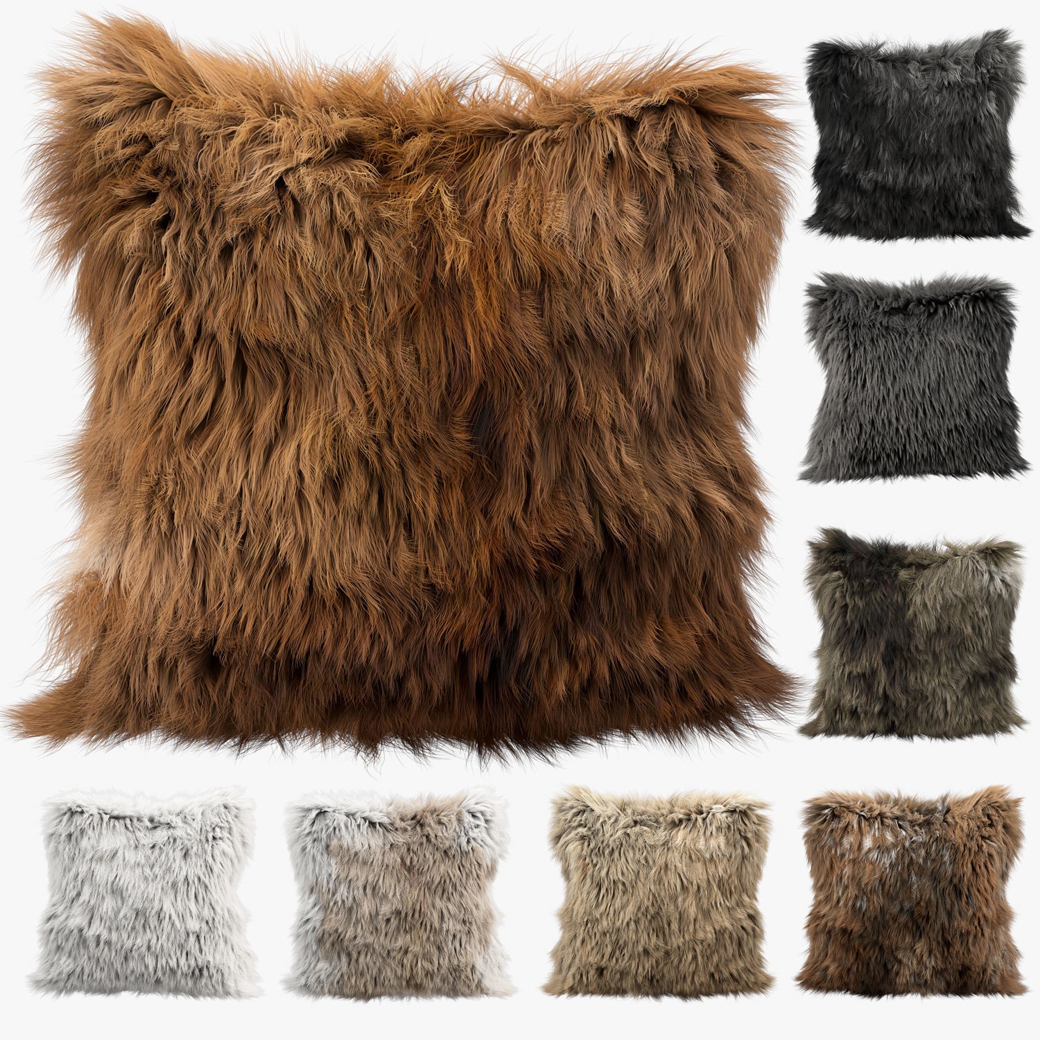 Collection of 38 Fur Pillows - High-Quality 3D Model - View 4