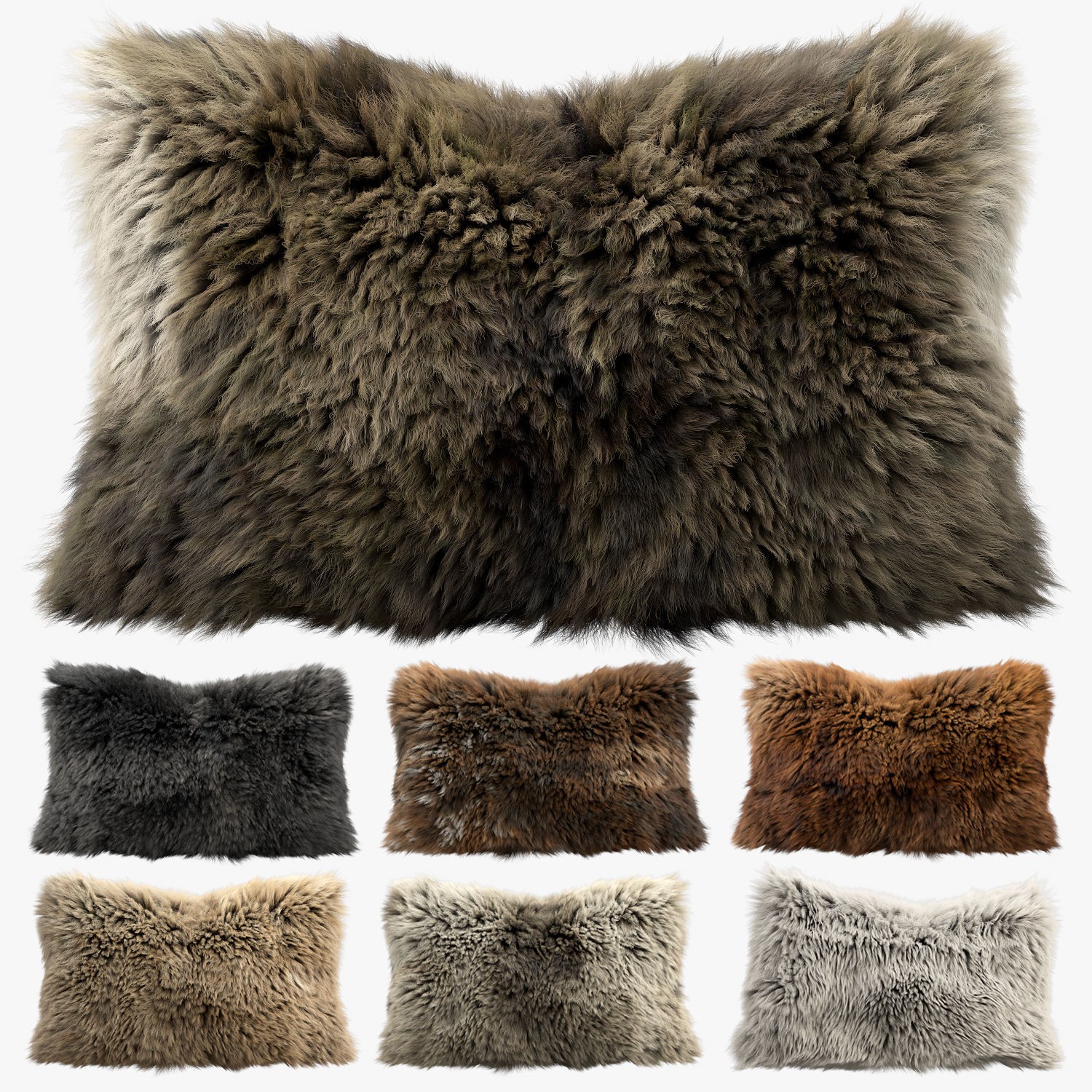 Collection of 38 Fur Pillows - High-Quality 3D Model - View 47