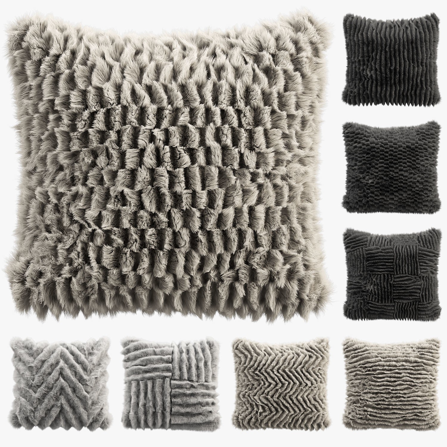 Collection of 38 Fur Pillows - High-Quality 3D Model - View 70