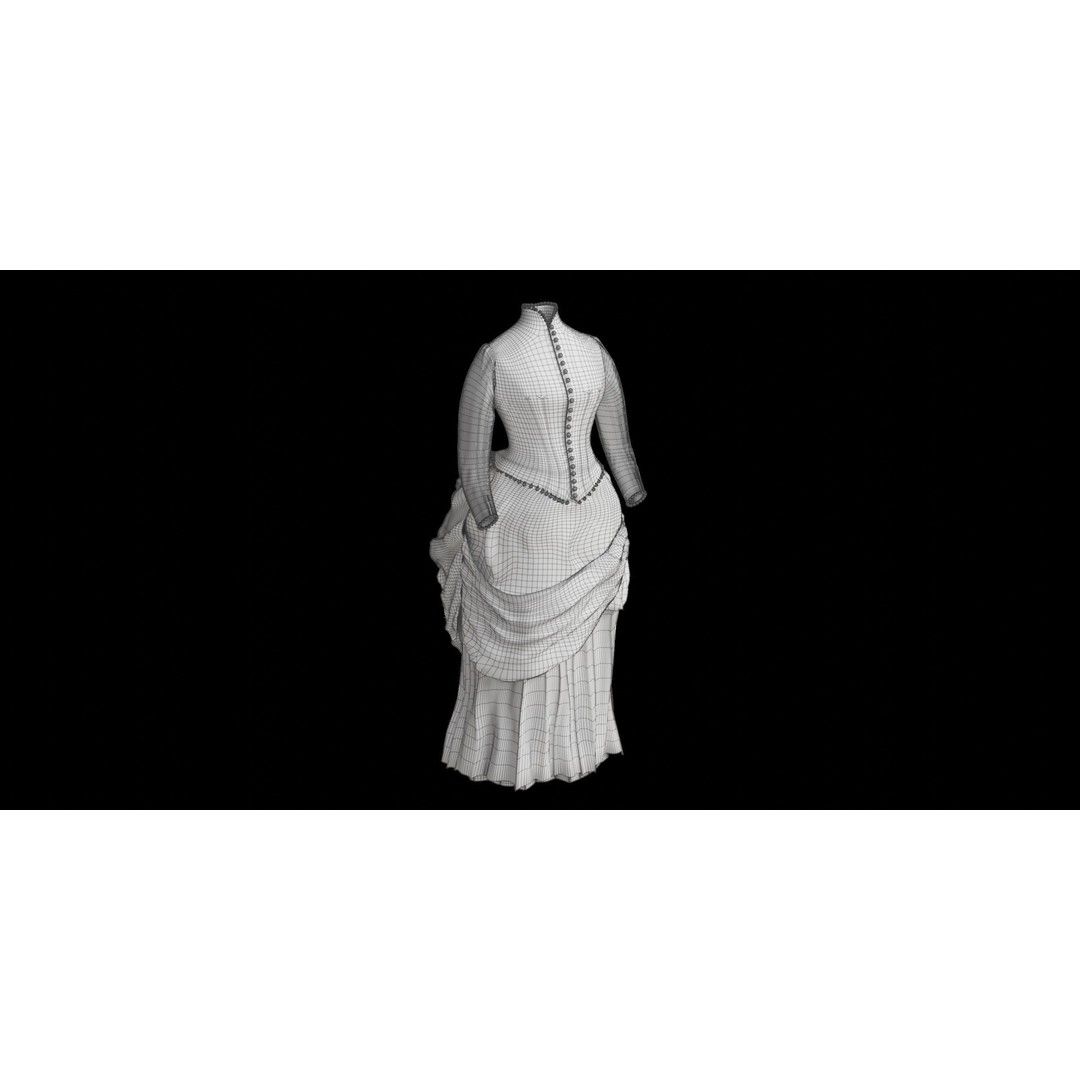 Ida Bowles Wedding Dress 3D Model – Luxury Classic Design, FBX - View 5