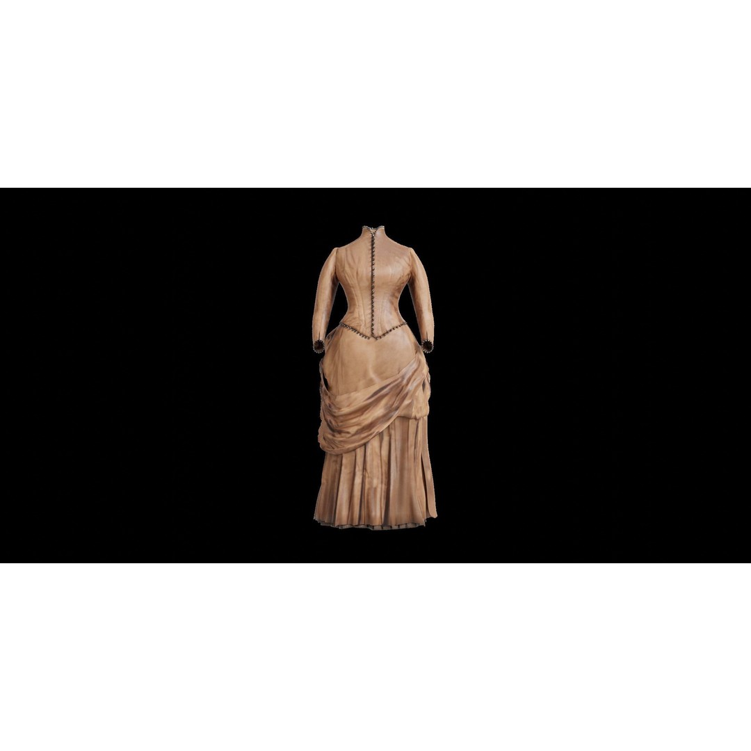 Ida Bowles Wedding Dress 3D Model – Luxury Classic Design, FBX - View 7