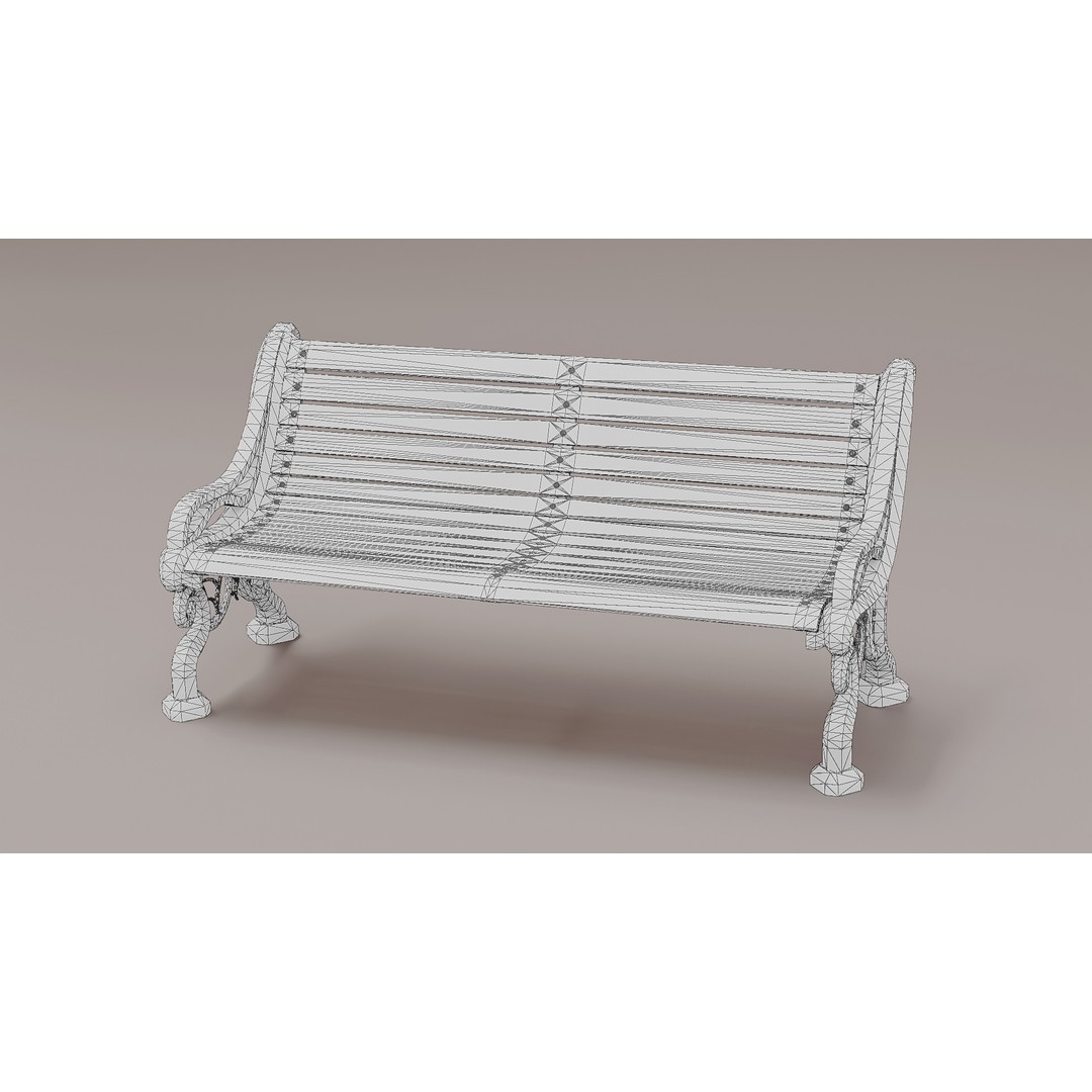 Park Bench 3D Model – Low Poly PBR Outdoor Furniture, FBX & OBJ - View 10