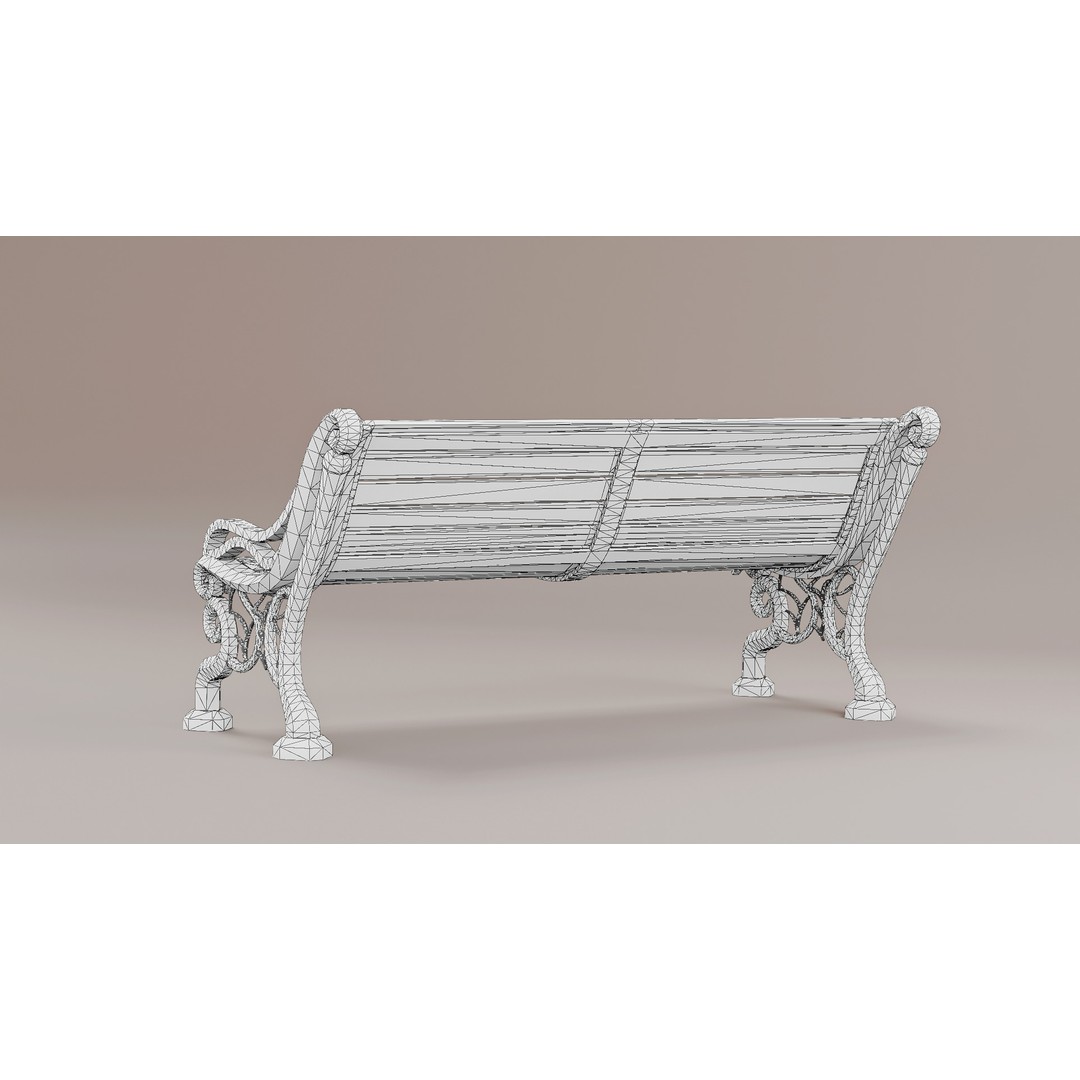 Park Bench 3D Model – Low Poly PBR Outdoor Furniture, FBX & OBJ - View 11