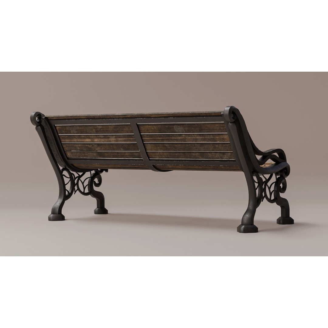 Park Bench 3D Model – Low Poly PBR Outdoor Furniture, FBX & OBJ - View 8