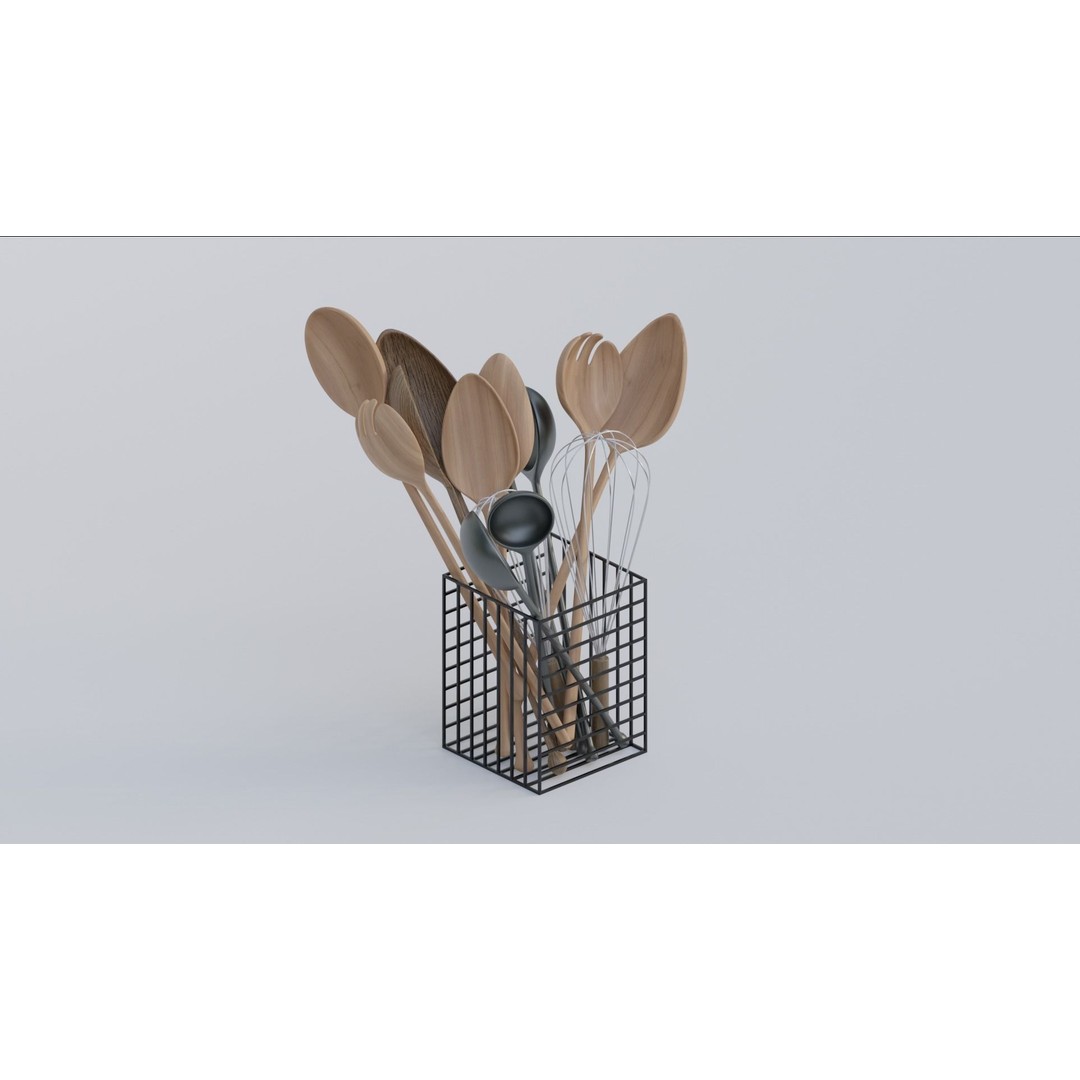 Kitchen Tableware Set 3D Model – Photorealistic Utensils, FBX, OBJ - View 5