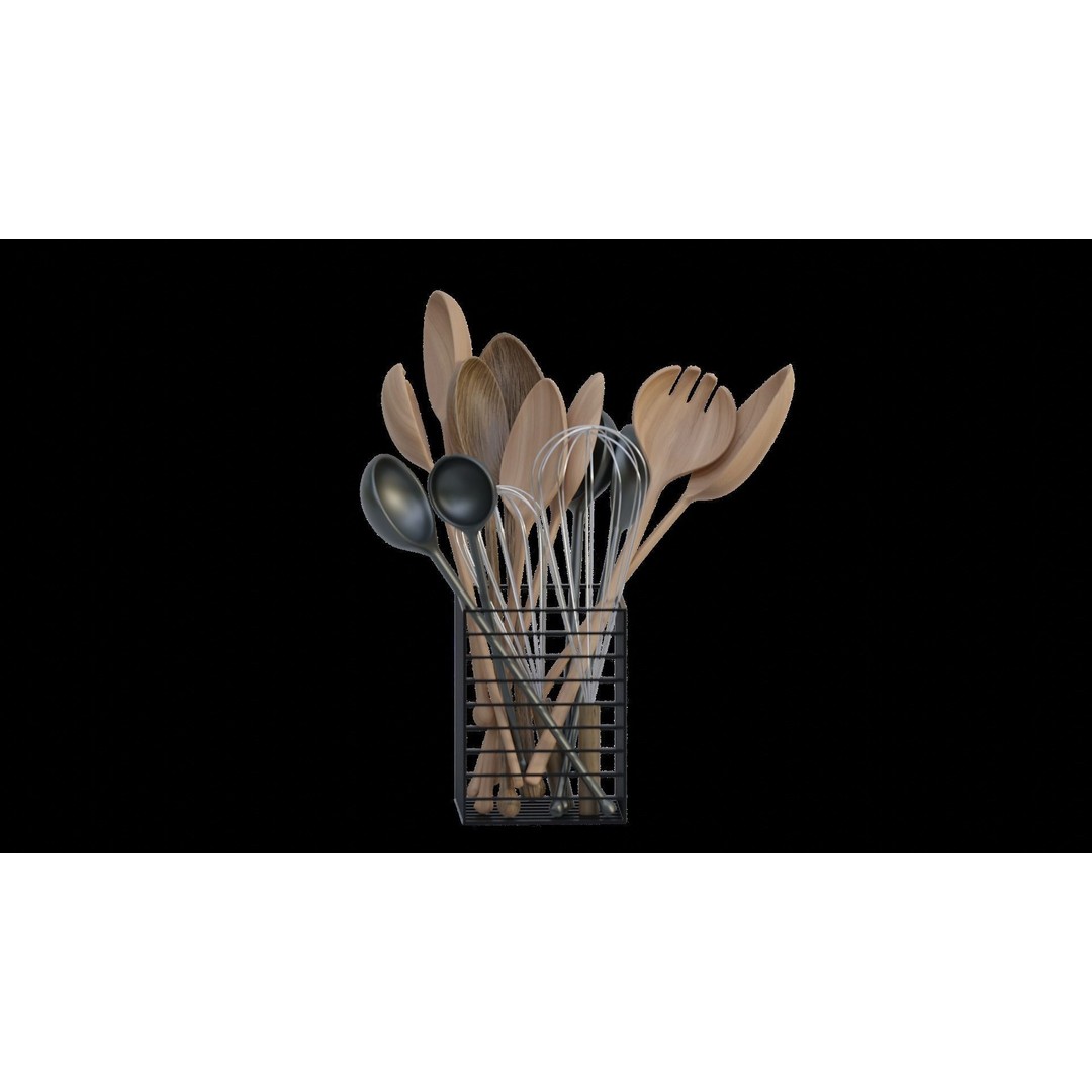 Kitchen Tableware Set 3D Model – Photorealistic Utensils, FBX, OBJ - View 7