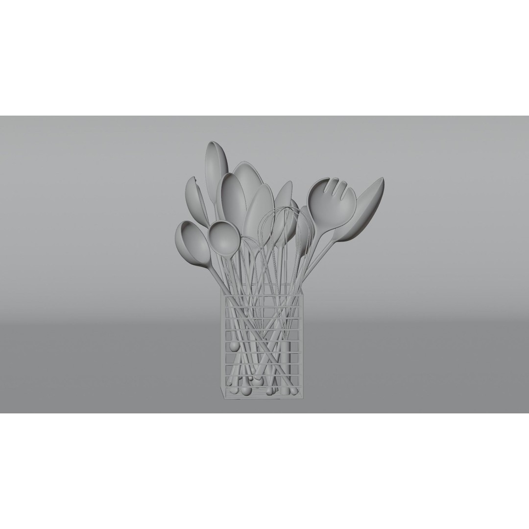 Kitchen Tableware Set 3D Model – Photorealistic Utensils, FBX, OBJ - View 8