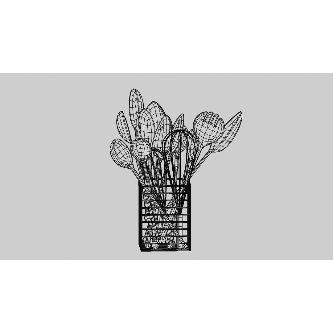 Kitchen Tableware Set 3D Model – Photorealistic Utensils, FBX, OBJ - View 9