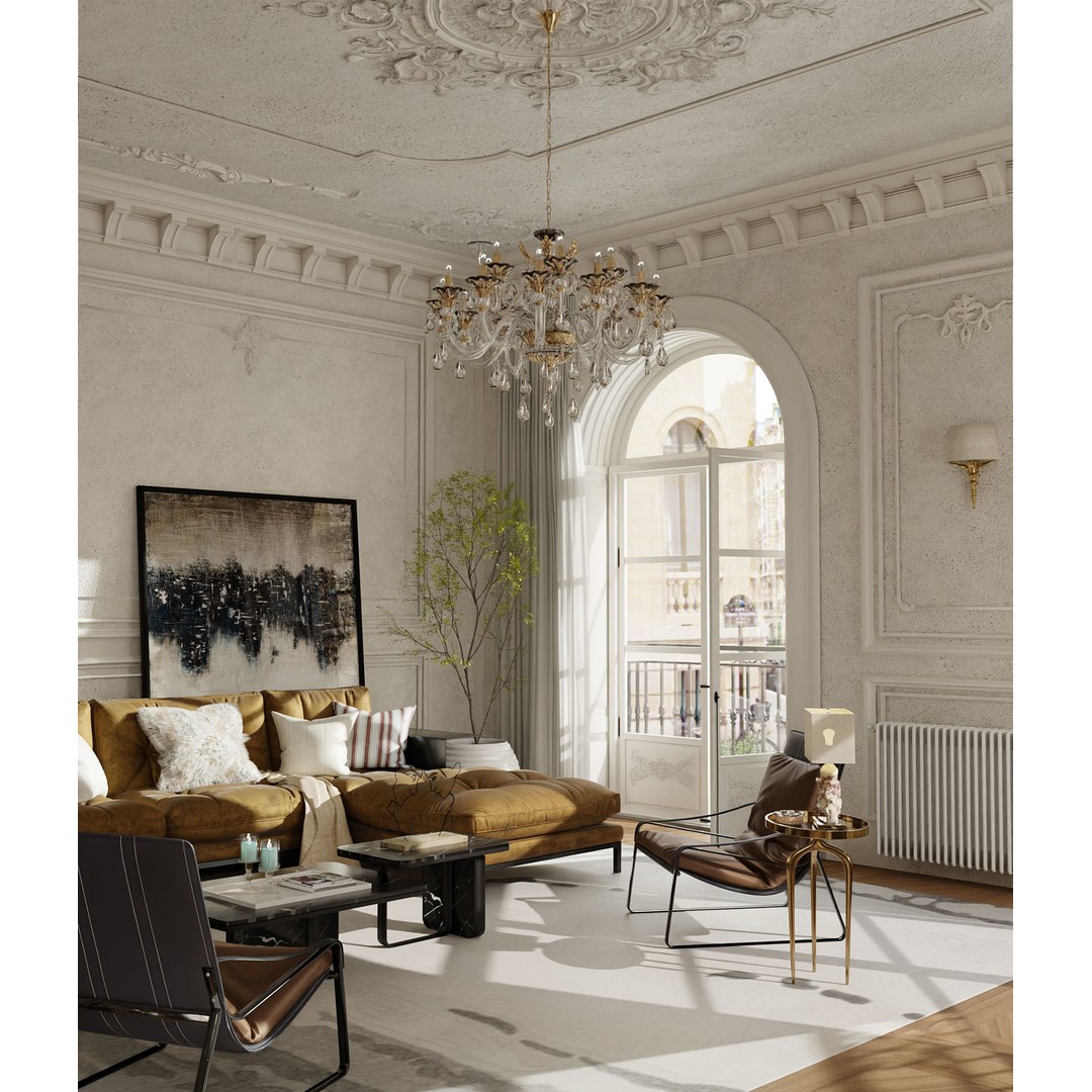 Paris Apartment 3D Model – Neoclassical Low-Poly Interior, Blender & FBX - View 4