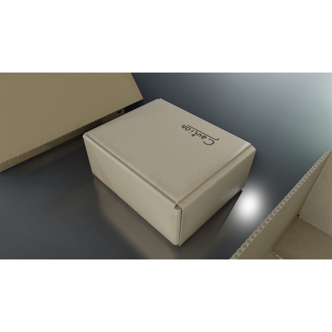 Cardboard Box 3D Model – Low Poly Game Asset, PBR Textures, FBX - View 12